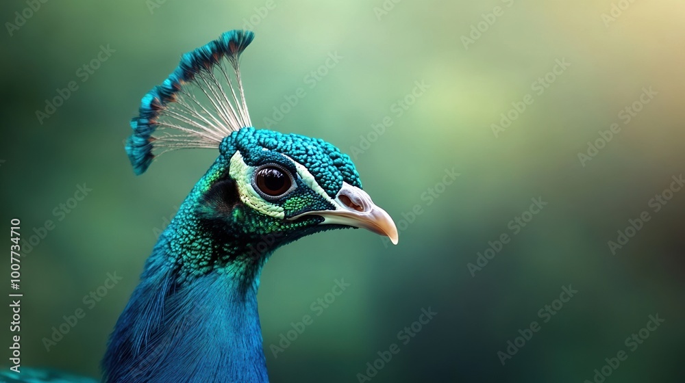 Close-up of a peacock, showcasing its vibrant plumage and intricate details. Close-up of a peacock, showcasing its vibrant plumage and intricate details.