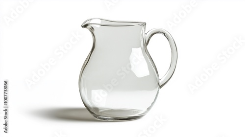 An empty transparent glass pitcher appropriate for a png image, isolated on a white background