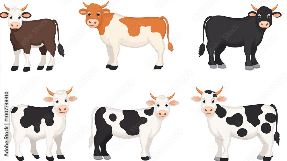 Transparent PNG collection of cows isolated on a white background Transparent PNG collection of cows isolated on a white background