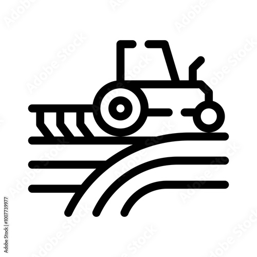 Plowing Tractor line icon