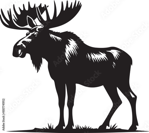 Moose silhouette vector black and white