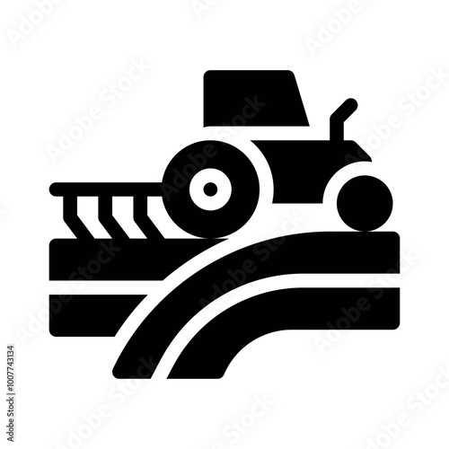 Plowing Tractor glyph icon