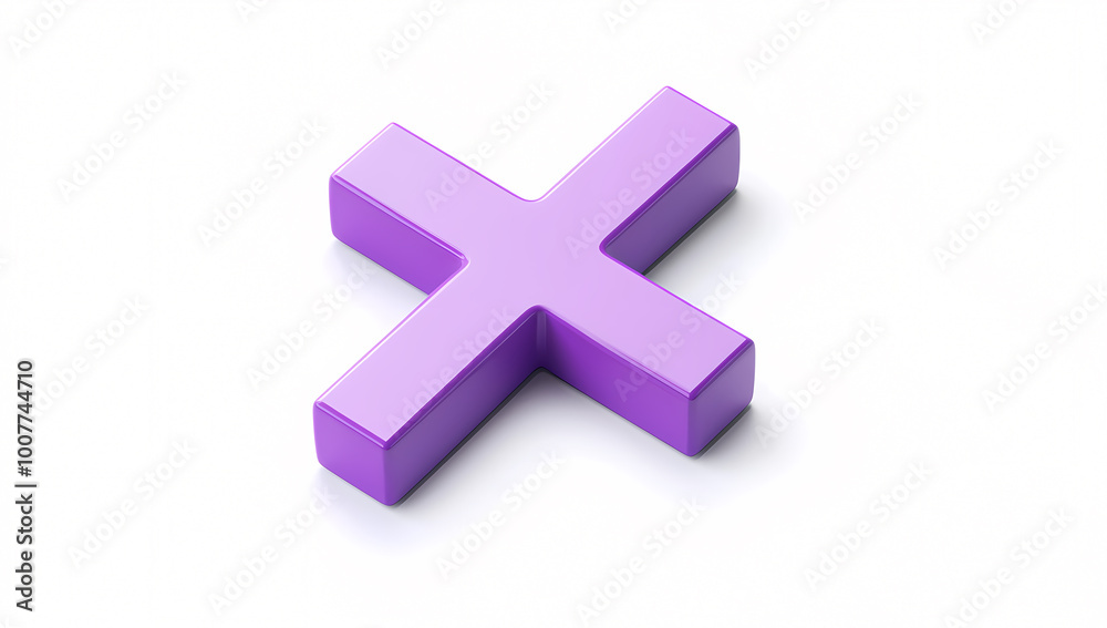 Minimalistic 3D Purple Plus Sign on White Background Isometric View Minimalistic 3D Purple Plus Sign on White Background Isometric View