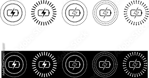 Wireless battery charging icons. Wireless phone charger.
