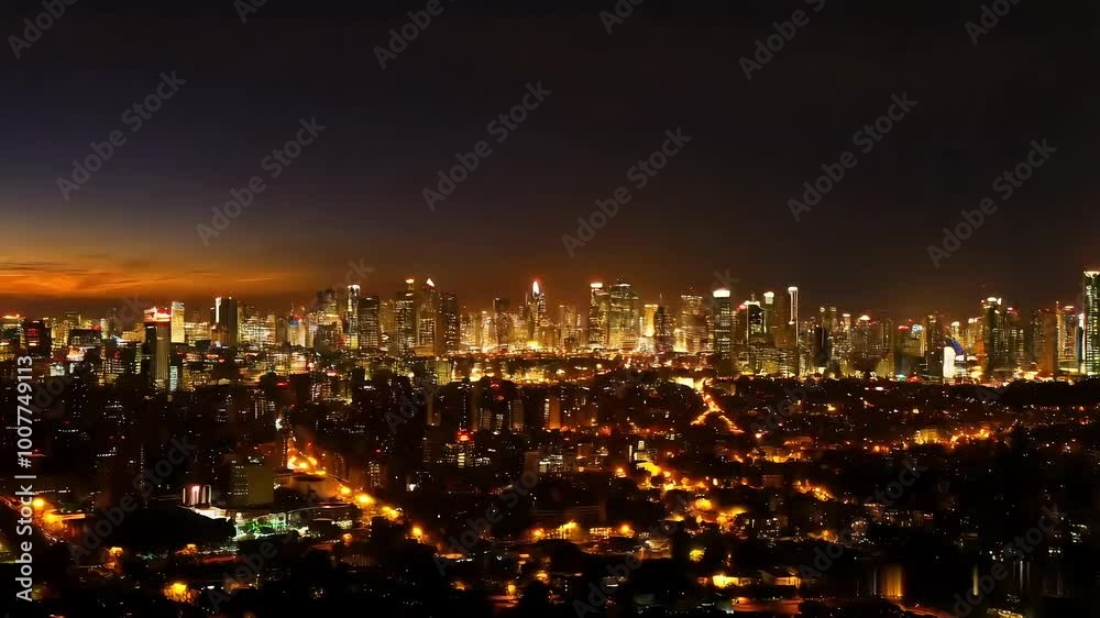 A time-lapse of a city skyline transitioning from day to night, with lights slowly flickering on as the sun sets. A time-lapse of a city skyline transitioning from day to night, with lights slowly flickering on as the sun sets.