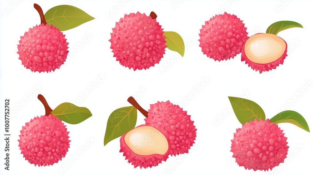 Isolated Lychee Fruits on White Background