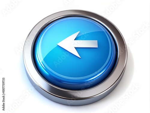 Free Download A shiny metallic circle surrounds a bright blue button with a white arrow, symbolizing innovative navigation and - GFXLoad