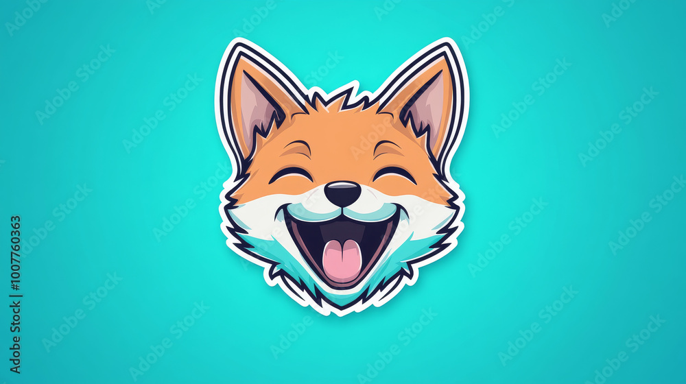 Fototapeta premium Cute cartoon fox with a big smile.