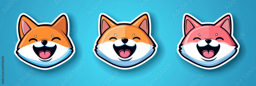 Three cartoon foxes with big smiles and happy faces. Three cartoon foxes with big smiles and happy faces.