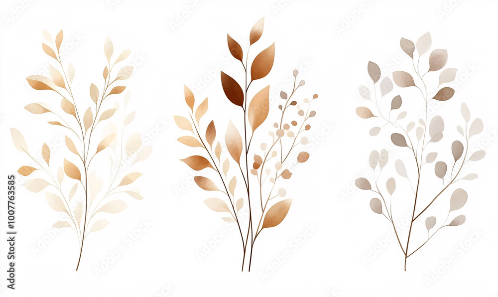 Minimalist Botanical Illustration in Neutral Tones – Boho Aesthetic-generative ai