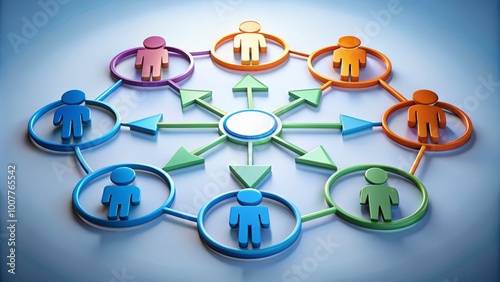A stylized illustration of a committee symbol, featuring multiple interconnected circles with arrows, conveying photo