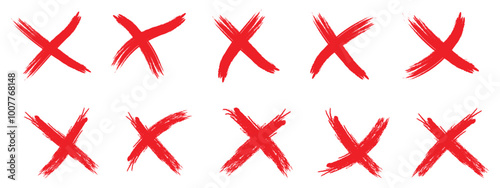 Red cross x icon. Wrong symbol. Delete, no  sign. Reject, incorrect icon set - vector 
