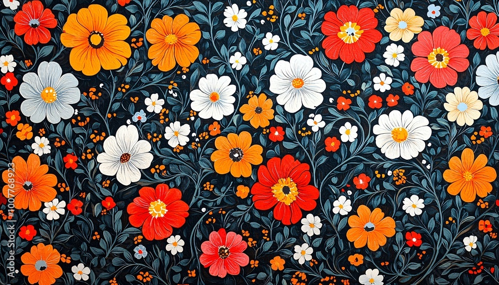 Elegant Floral Fabric Pattern in Medium Shot Showcasing Textile Design Elegant Floral Fabric Pattern in Medium Shot Showcasing Textile Design
