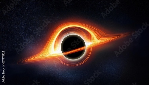 A massive black hole at the center of the cosmic void. its core a deep impenetrable black.