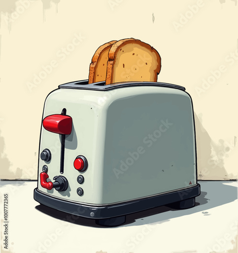 Toasted Bread in White Toaster 
