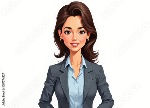 Smiling Businesswoman Cartoon Illustration 
