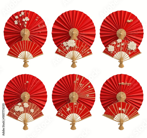 Red and Gold Folding Fans  
