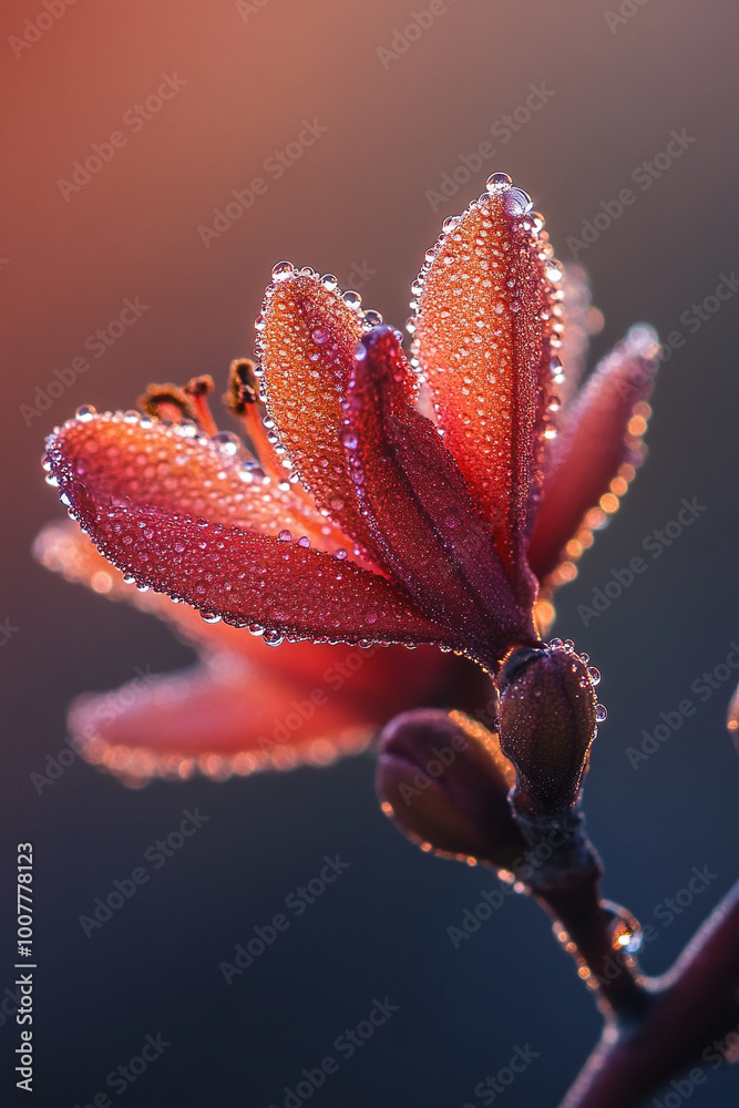 flower with dew drops on its petals flower with dew drops on its petals