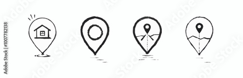 Hand-drawn Location Pin Icons 

