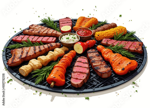 Grilled Food Platter with Dips and Sides 
