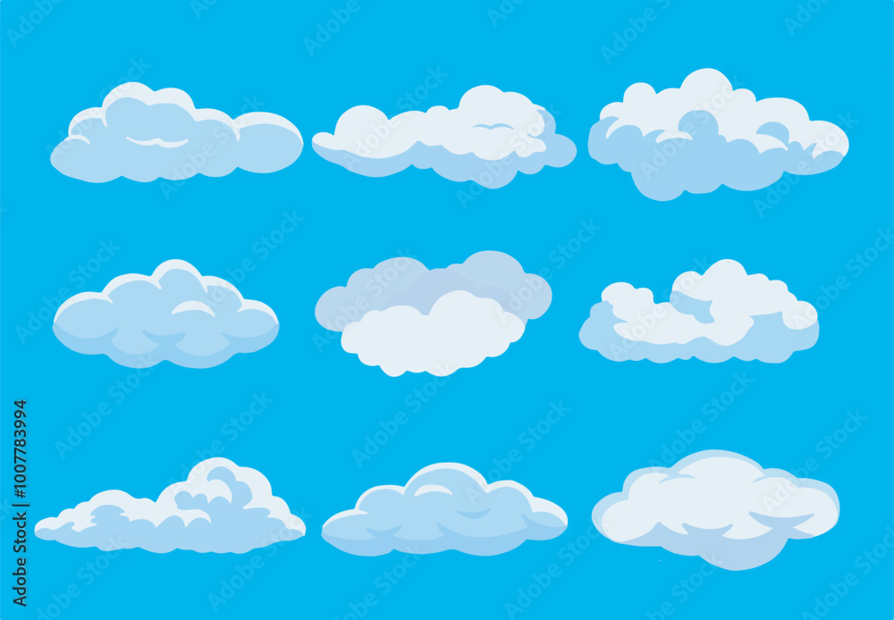 a set of clouds with a blue sky background. a set of clouds with a blue sky background.
