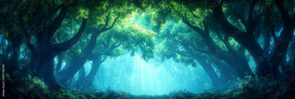 Obraz premium Mystical forest path with ethereal light