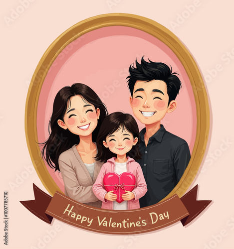 Family Portrait with Heart for Valentine's Day 
