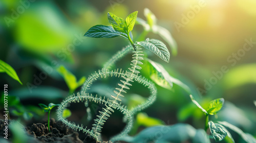 CRISPR gene editing in agriculture, with plants being genetically modified to enhance resistance to diseases photo