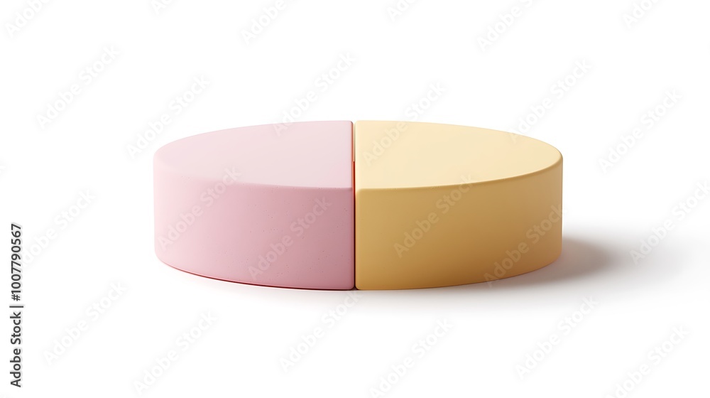 Half-circle shapes in pink and yellow rest on a white background, a minimalist touch of design. Half-circle shapes in pink and yellow rest on a white background, a minimalist touch of design.