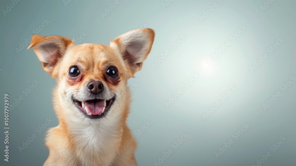 Happy Small Dog in Perfect Lighting Close-Up Shot Happy Small Dog in Perfect Lighting Close-Up Shot