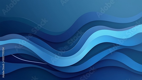 Abstract Blue Background with Smooth Curved Lines.