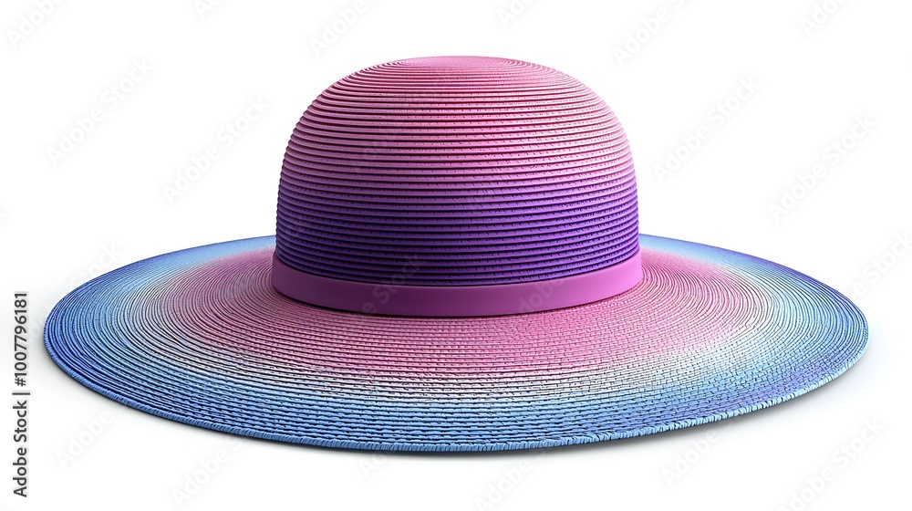 A colorful straw hat with a wide brim, the perfect summer companion for sun protection. A colorful straw hat with a wide brim, the perfect summer companion for sun protection.