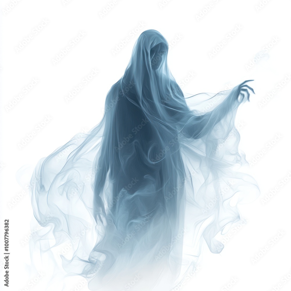 An ethereal spiritual apparition, isolated on white, with soft, glowing edges and mystical presence An ethereal spiritual apparition, isolated on white, with soft, glowing edges and mystical presence