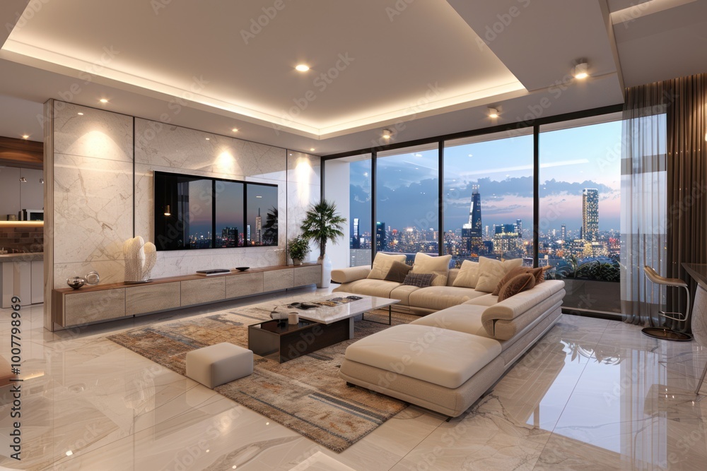 Modern Apartment Interior Panorama 3D Render Modern Apartment Interior Panorama 3D Render