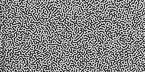Organic seamless patterns with rounded lines Diffusion reaction background. Monochrome background of natural organic forms motion. Overlay template abstract Turing organic wallpaper background.