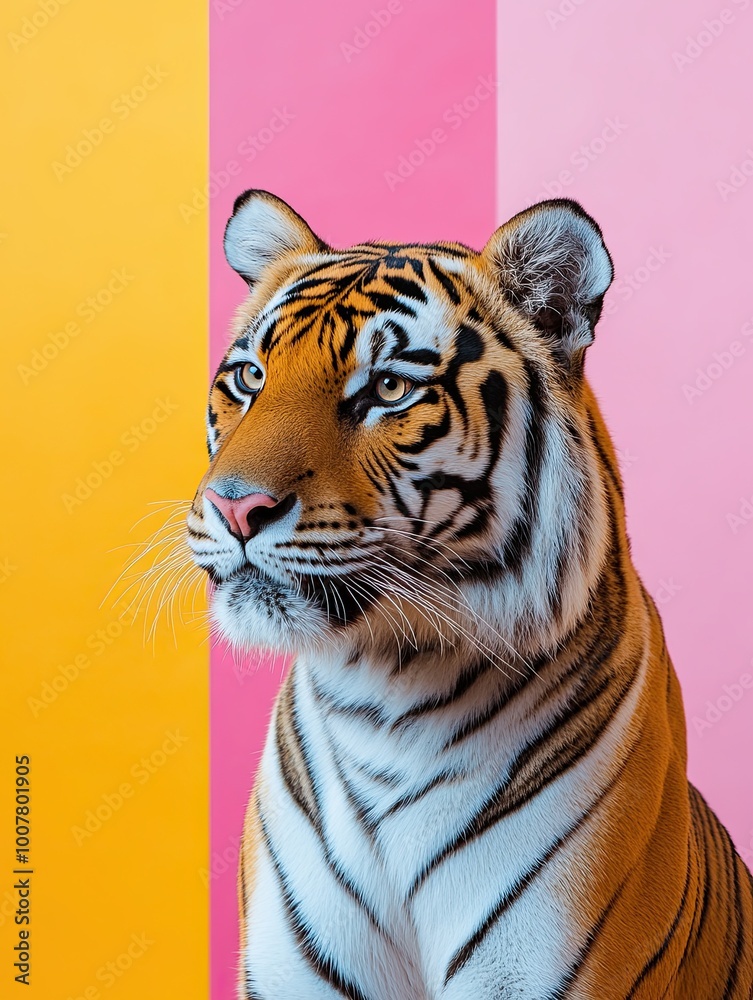 Fototapeta premium tiger isolated on colorful background