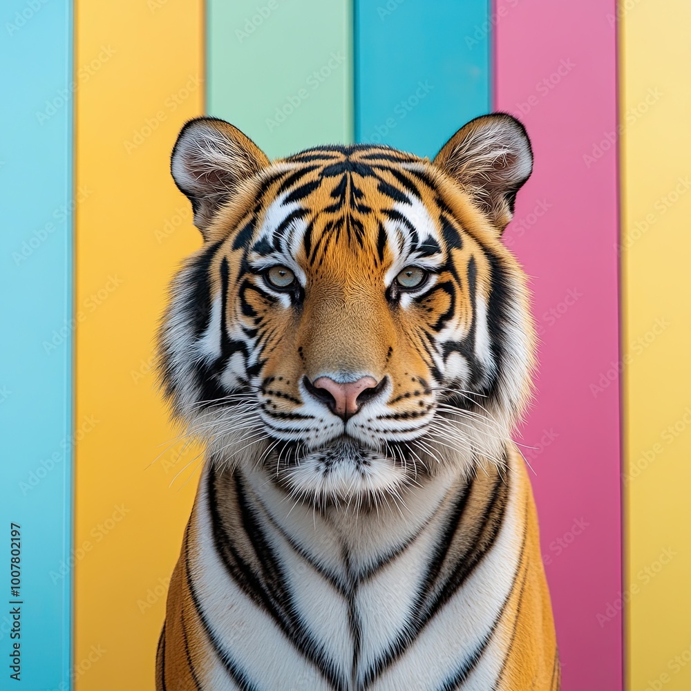 Obraz premium tiger isolated on colorful background