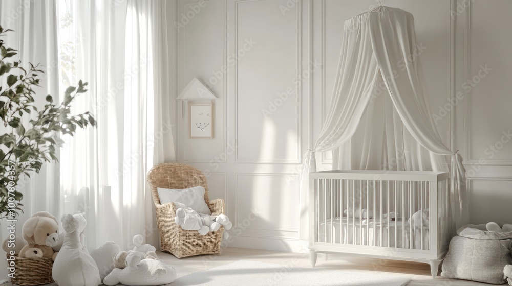Illustration of baby room with kids room interior background 3D render. Ai generated image Illustration of baby room with kids room interior background 3D render. Ai generated image