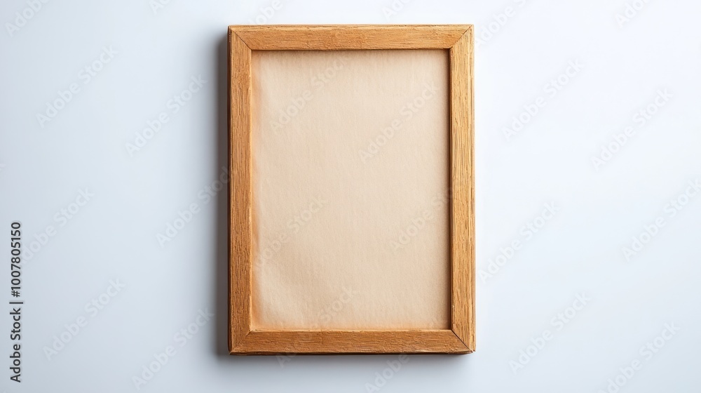 Fototapeta premium Close up view of empty brown paper book and empty wooden photo frame isolated on white background. Ai generated image