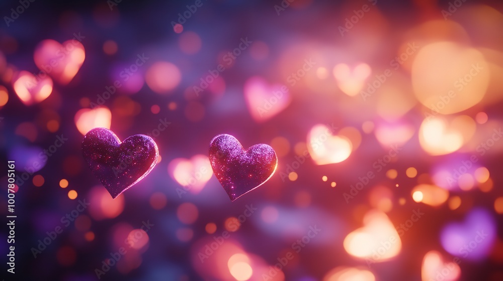 Romantic Background with Pink and Purple Bokeh Hearts 8K Romantic Background with Pink and Purple Bokeh Hearts 8K