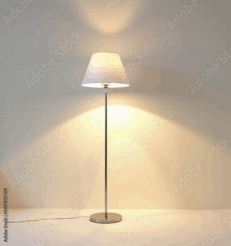 Modern Floor Lamp With White Shade and Warm Light