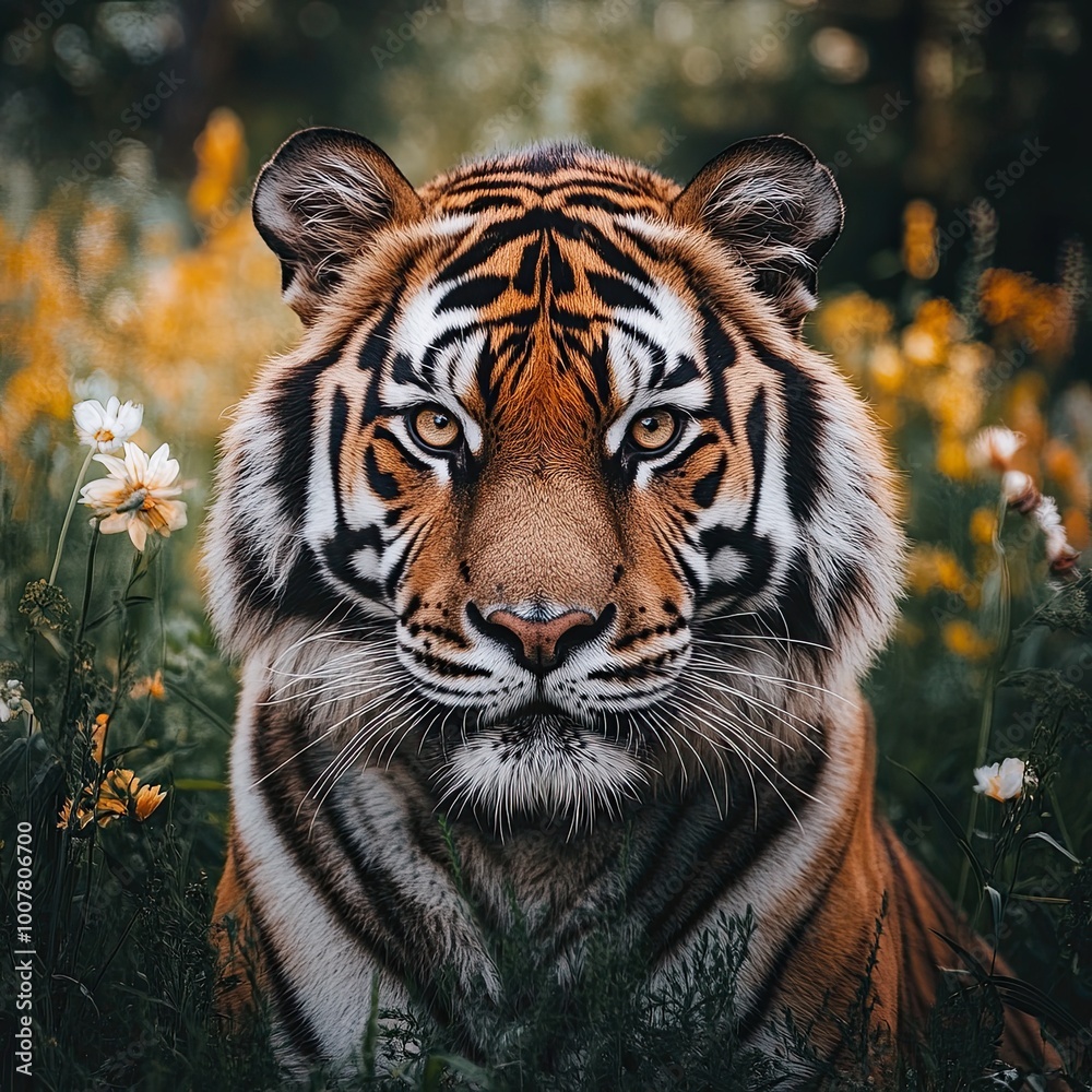 Obraz premium tiger isolated on summer background