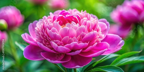 Close-up of vibrant pink peony flower, detailed macro shot of beautiful summer bloom, peonies, pink, flowers, petals, macro