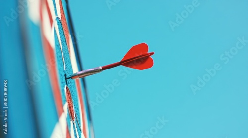 Close up of a Dartboard with a dart in the middle, shaped like a heart. Ai generated image