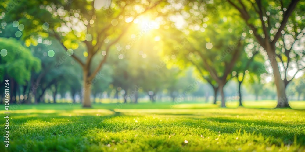 Blurred bokeh of natural grass field background with trees in park, nature, outdoor, environment, greenery, peaceful, serene Blurred bokeh of natural grass field background with trees in park, nature, outdoor, environment, greenery, peaceful, serene