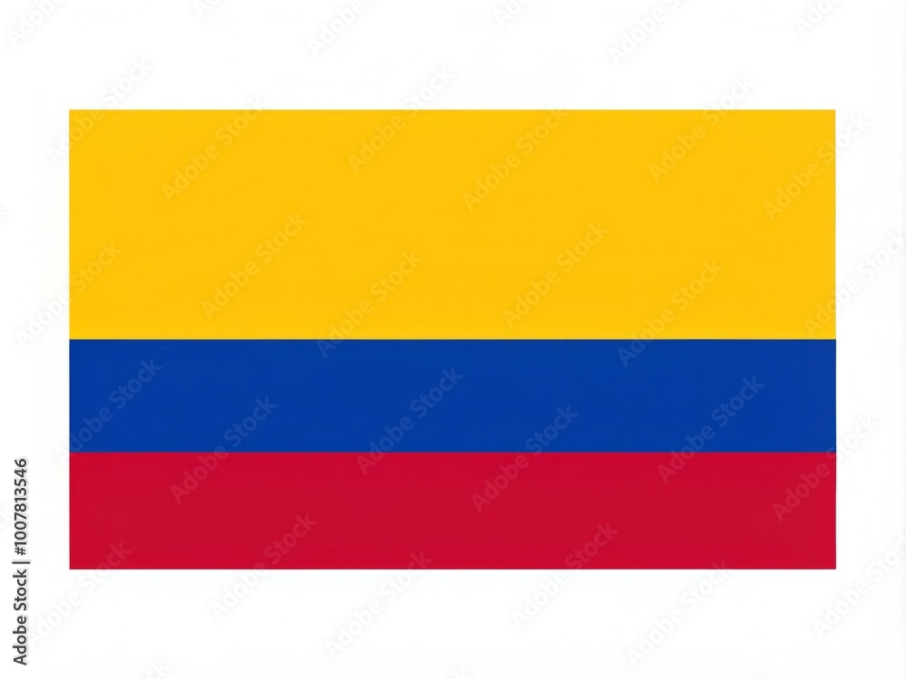Naklejka premium Vibrant Colombian flag vector illustration featuring three horizontal stripes of yellow, blue, and red, symbolizing