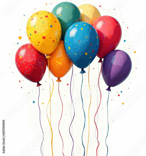 Celebratory Balloons with Stars and Ribbons