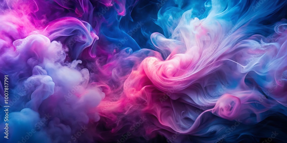 Vibrant hues of pink, purple, and blue swirl together amidst wispy tendrils of smoke, creating a dreamy, abstract Vibrant hues of pink, purple, and blue swirl together amidst wispy tendrils of smoke, creating a dreamy, abstract
