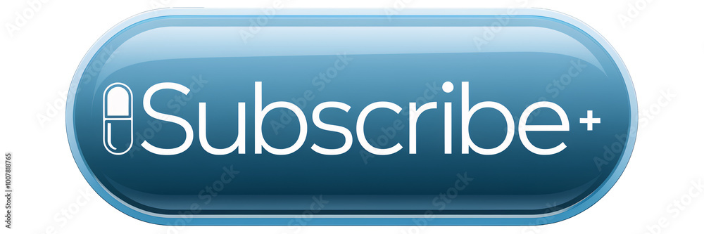 Glossy light blue subscribe button with a pill icon and a plus symbol, designed for premium or medical-related content. PNG transparent background. Glossy light blue subscribe button with a pill icon and a plus symbol, designed for premium or medical-related content. PNG transparent background.