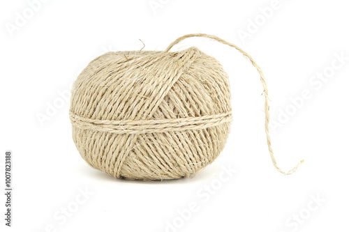 Bilde på lerret Closeup of natural twine ball isolated on white background